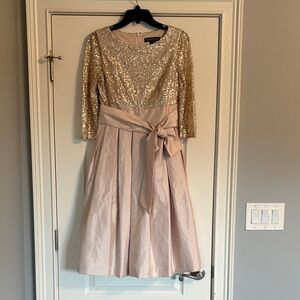 Jessica Howard Gold and Cream Sequin Midi Dress
